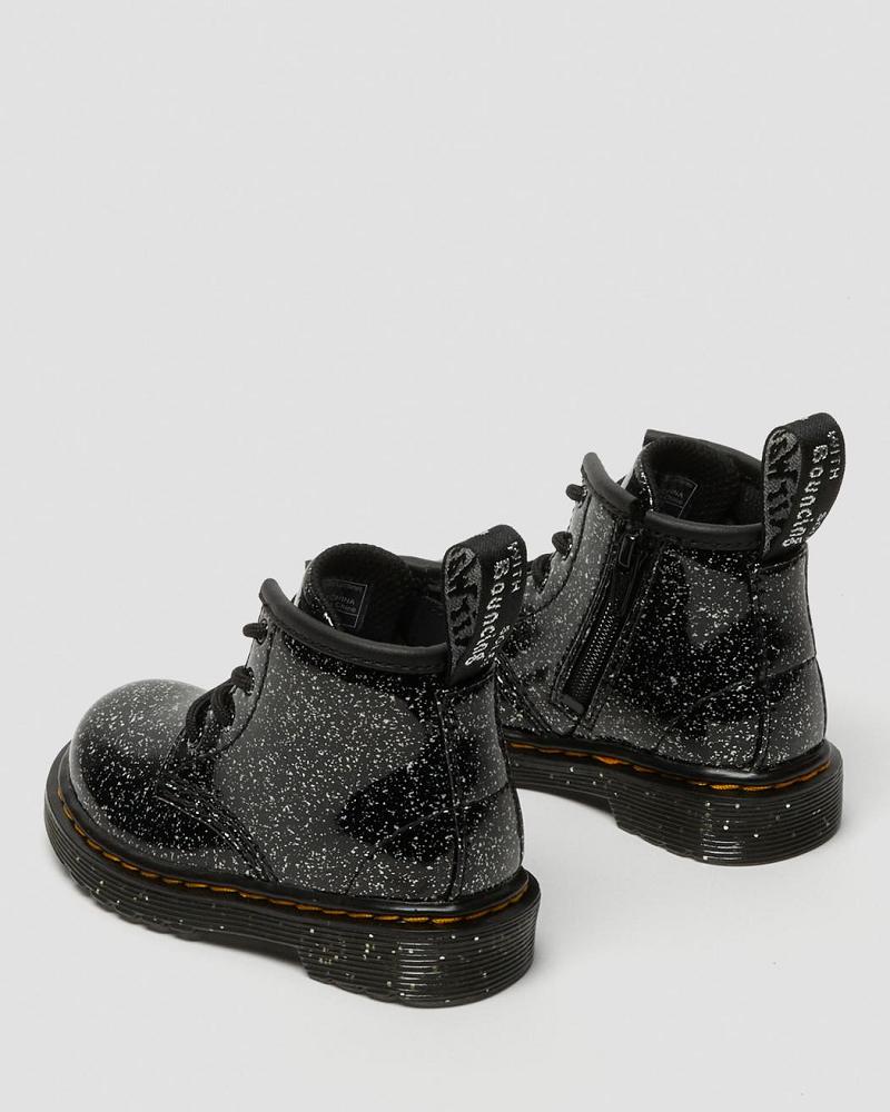 Black Kids' Dr Martens Infant 1460 Glitter Ankle Casual Boots | CA 657YXF